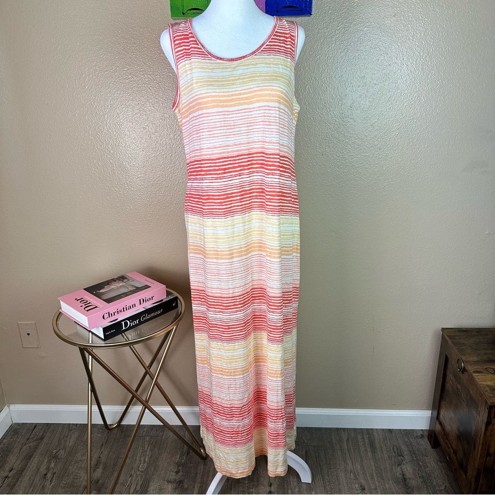 J.Jill Woman  Colorful Striped Maxi Tank Dress  BodyCon size Medium Sundress